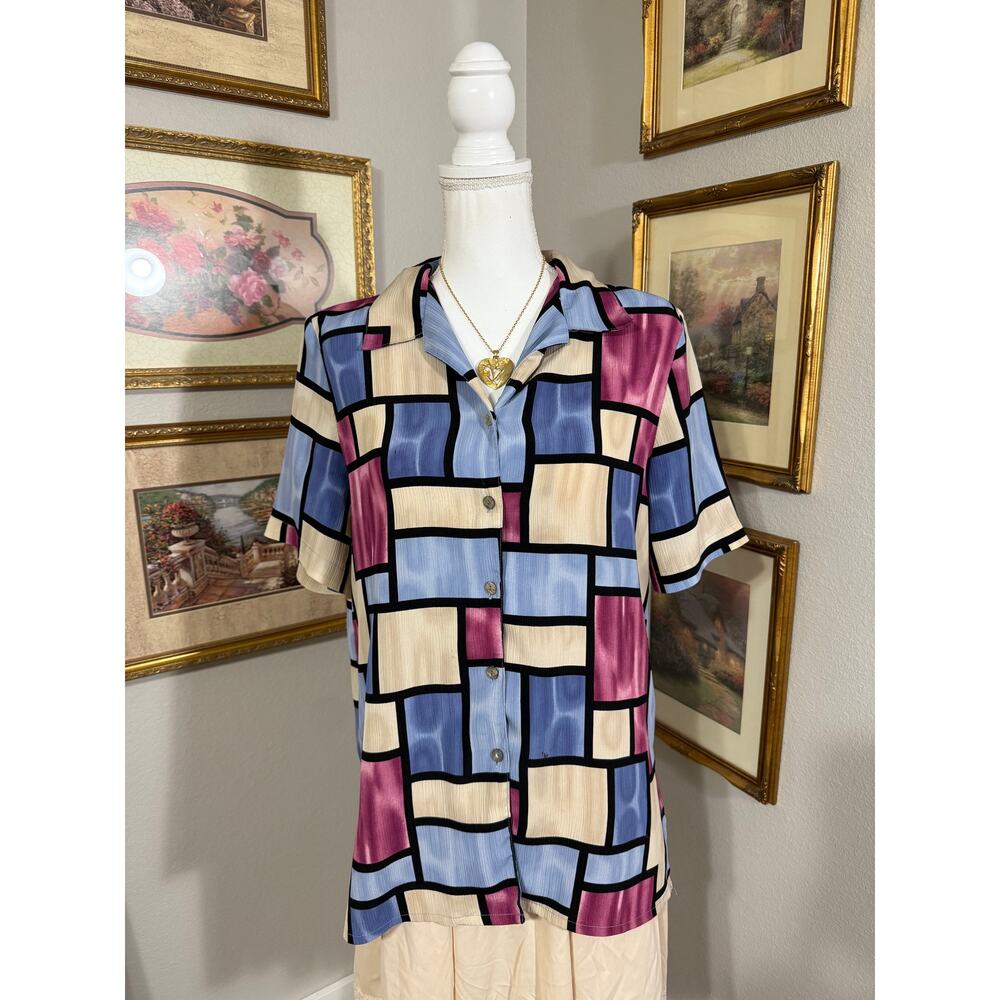 Multicolor Geometric Button Up - image 2